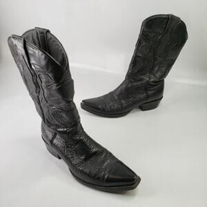King Exotic Black Genuine SHARK Western Boot Dubai Square Toe Mens Size 8 EE